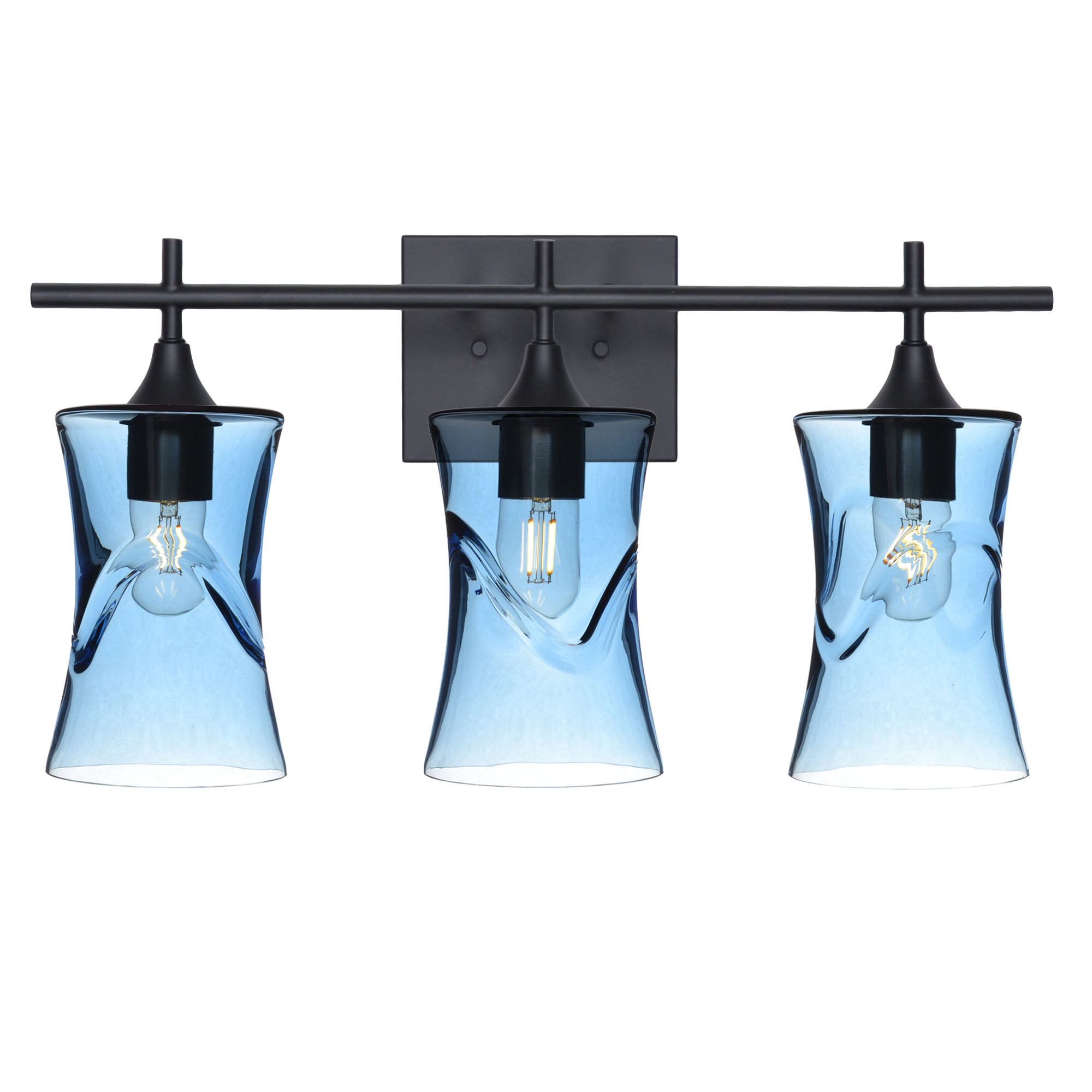 818 3-Light Vanity-Glass-Bicycle Glass Co-Swell-Steel Blue-Matte Black-Bicycle Glass Co