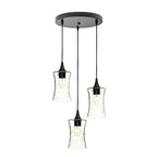 818 3 Pendant Cascade Chandelier-Glass-Bicycle Glass Co-Lunar-Steel Blue-Matte Black - 4ft Cord-Bicycle Glass Co
