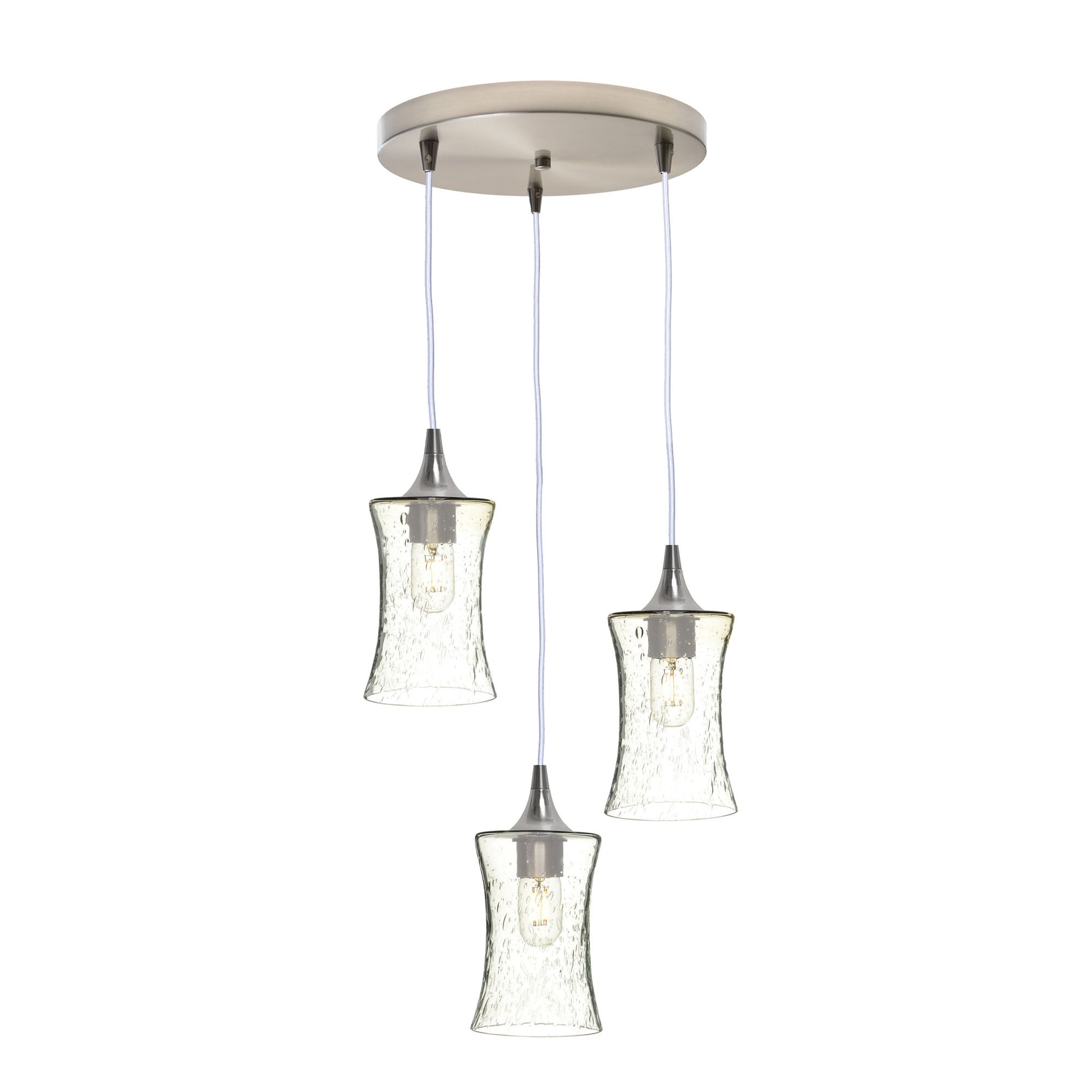 818 3 Pendant Cascade Chandelier-Glass-Bicycle Glass Co-Lunar-Steel Blue-Matte Black - 4ft Cord-Bicycle Glass Co