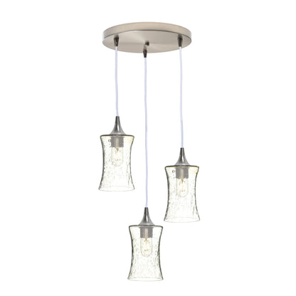 818 3 Pendant Cascade Chandelier-Glass-Bicycle Glass Co-Lunar-Steel Blue-Matte Black - 4ft Cord-Bicycle Glass Co