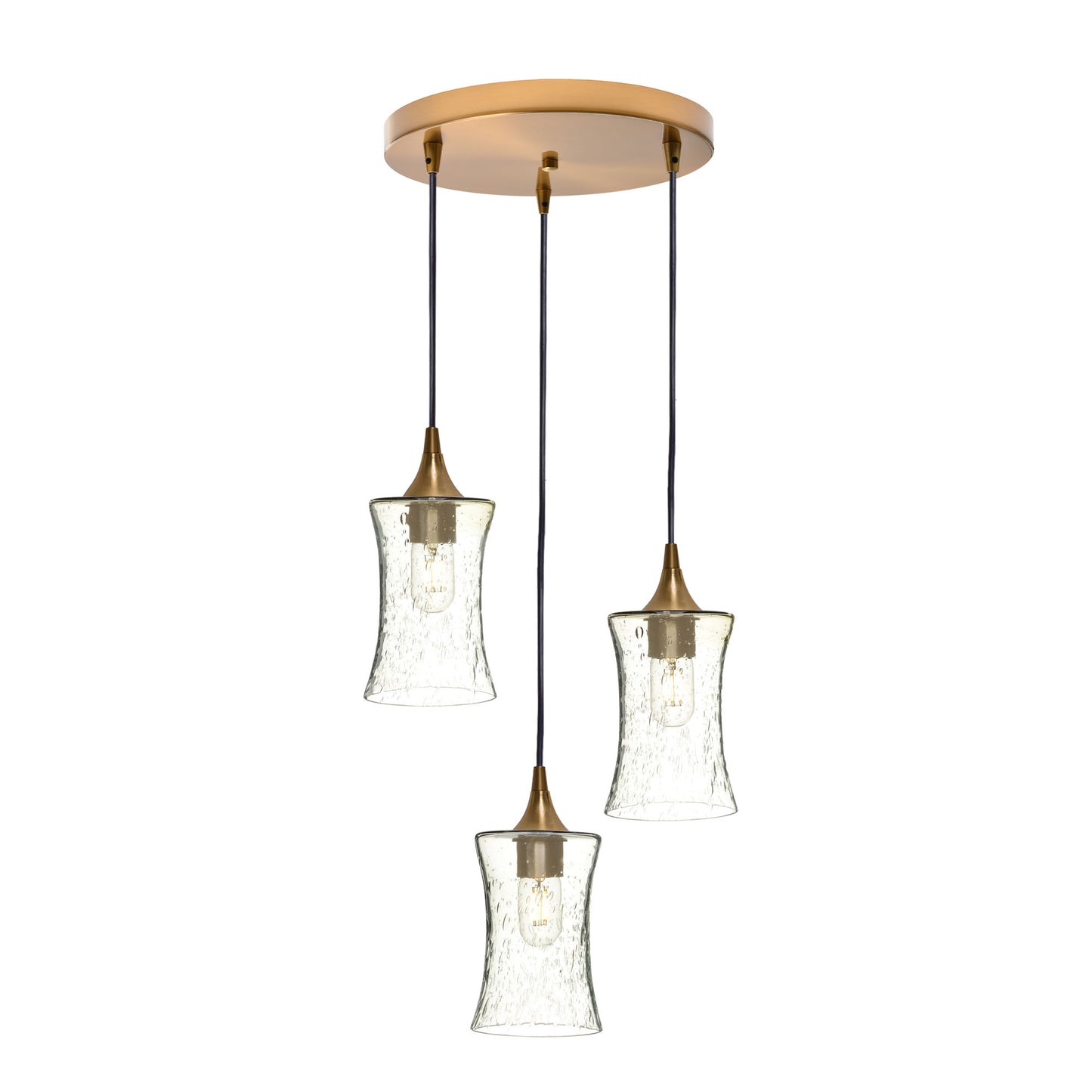 818 3 Pendant Cascade Chandelier-Glass-Bicycle Glass Co-Lunar-Steel Blue-Matte Black - 4ft Cord-Bicycle Glass Co