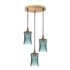 818 3 Pendant Cascade Chandelier-Glass-Bicycle Glass Co-Lunar-Steel Blue-Matte Black - 4ft Cord-Bicycle Glass Co