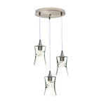 818 3 Pendant Cascade Chandelier-Glass-Bicycle Glass Co-Lunar-Steel Blue-Matte Black - 4ft Cord-Bicycle Glass Co
