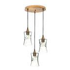 818 3 Pendant Cascade Chandelier-Glass-Bicycle Glass Co-Lunar-Steel Blue-Matte Black - 4ft Cord-Bicycle Glass Co