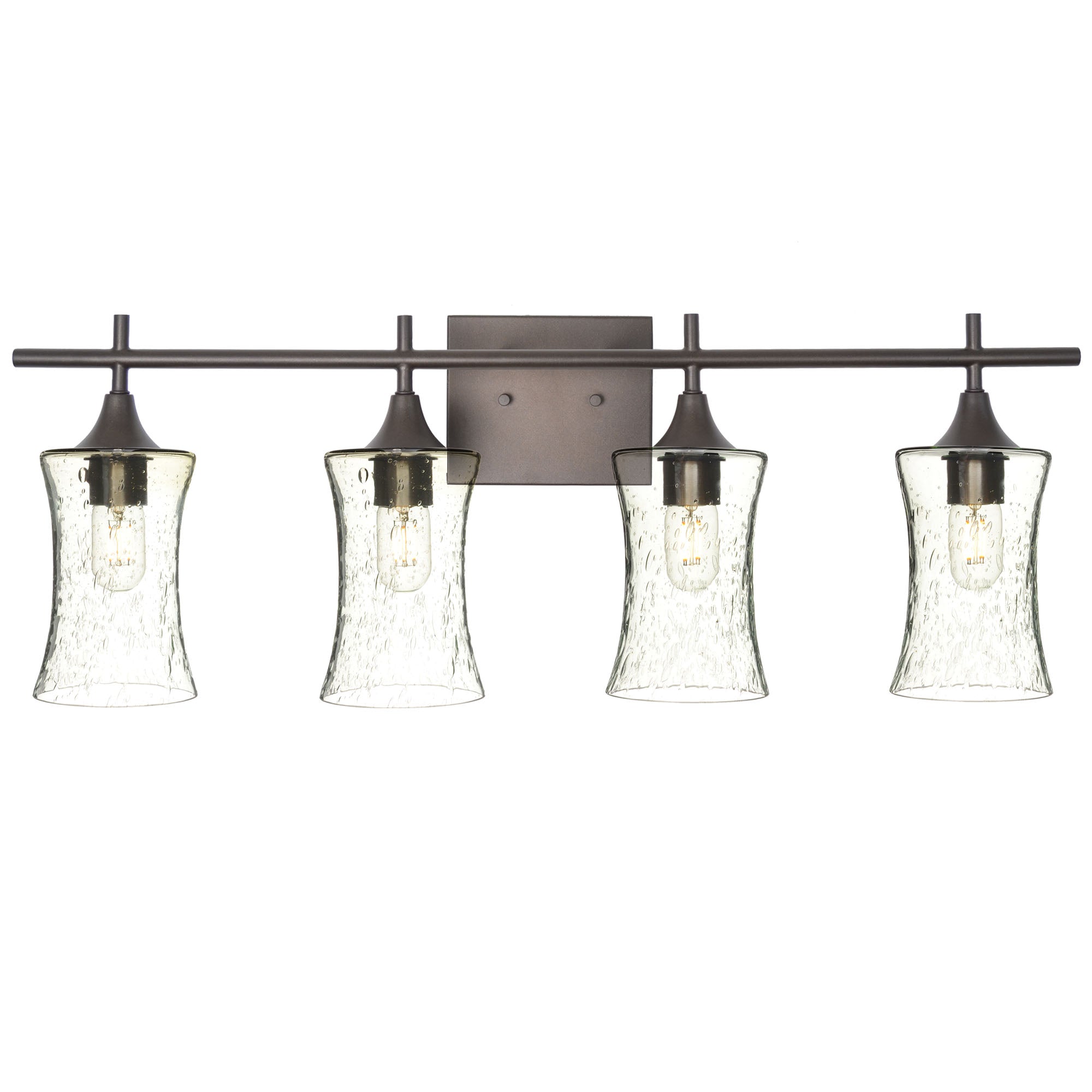 818 4-Light Vanity-Glass-Bicycle Glass Co-Lunar-Eco Clear-Antique Bronze-Bicycle Glass Co