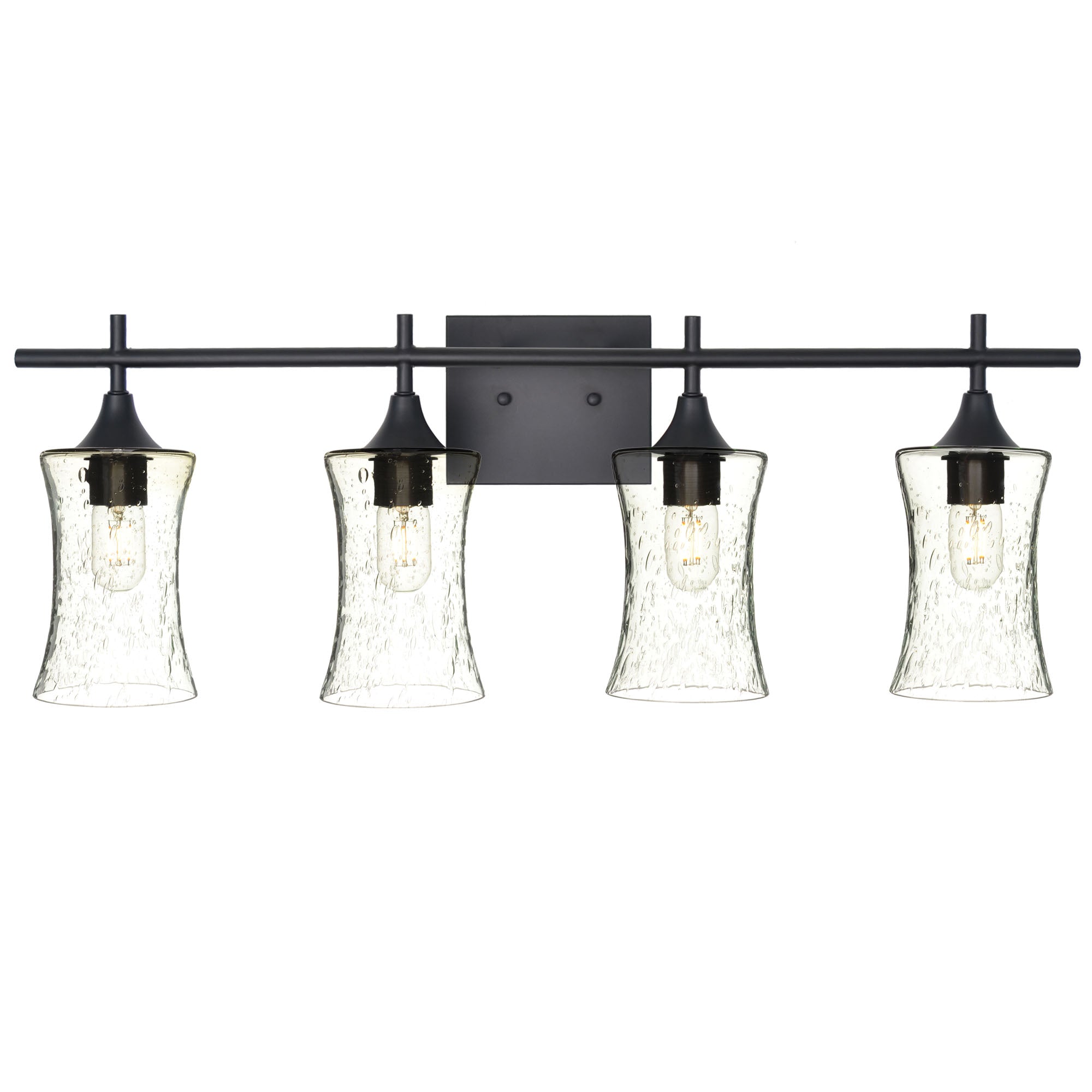 818 4-Light Vanity-Glass-Bicycle Glass Co-Lunar-Eco Clear-Matte Black-Bicycle Glass Co