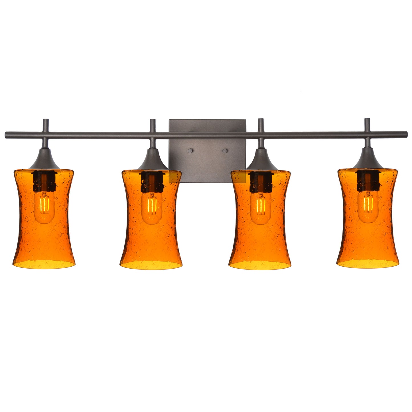 818 4-Light Vanity-Glass-Bicycle Glass Co-Lunar-Golden Amber-Antique Bronze-Bicycle Glass Co