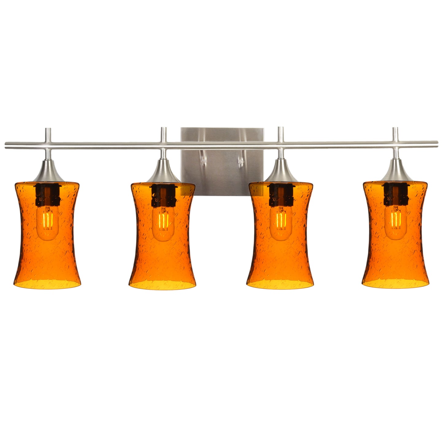 818 4-Light Vanity-Glass-Bicycle Glass Co-Lunar-Golden Amber-Brushed Nickel-Bicycle Glass Co