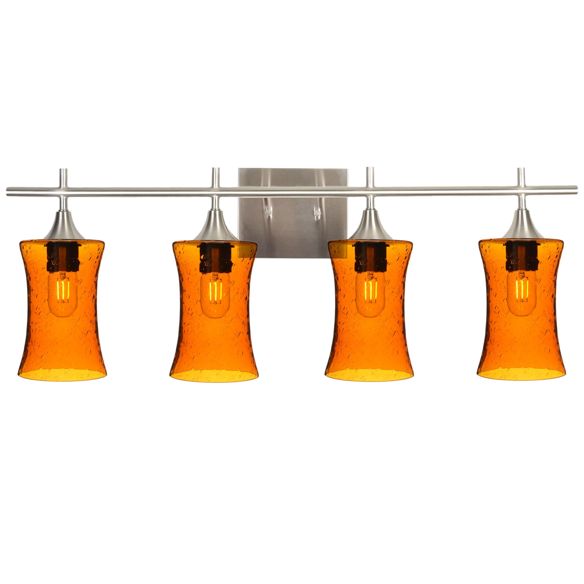 818 4-Light Vanity-Glass-Bicycle Glass Co-Lunar-Golden Amber-Brushed Nickel-Bicycle Glass Co