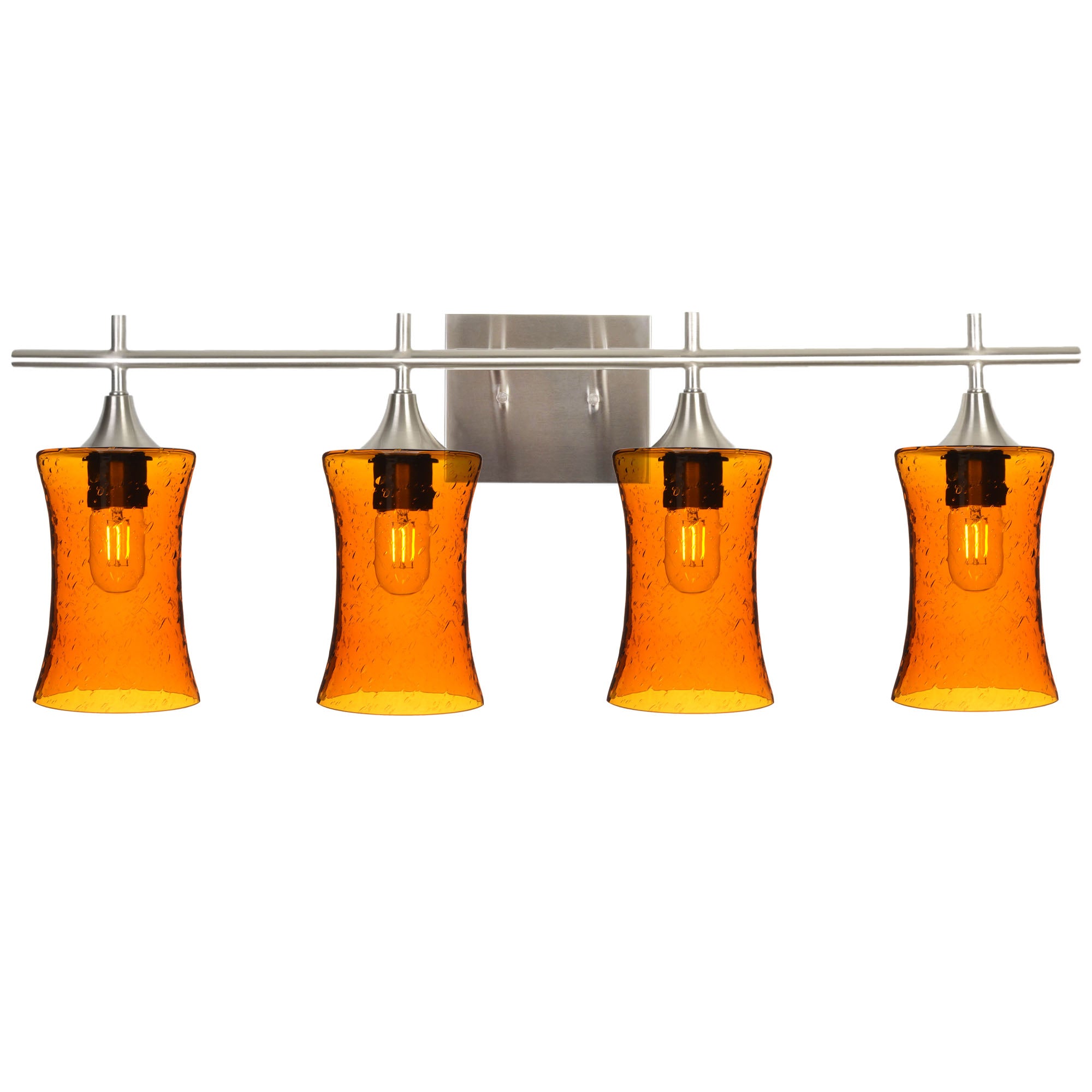 818 4-Light Vanity-Glass-Bicycle Glass Co-Lunar-Golden Amber-Brushed Nickel-Bicycle Glass Co