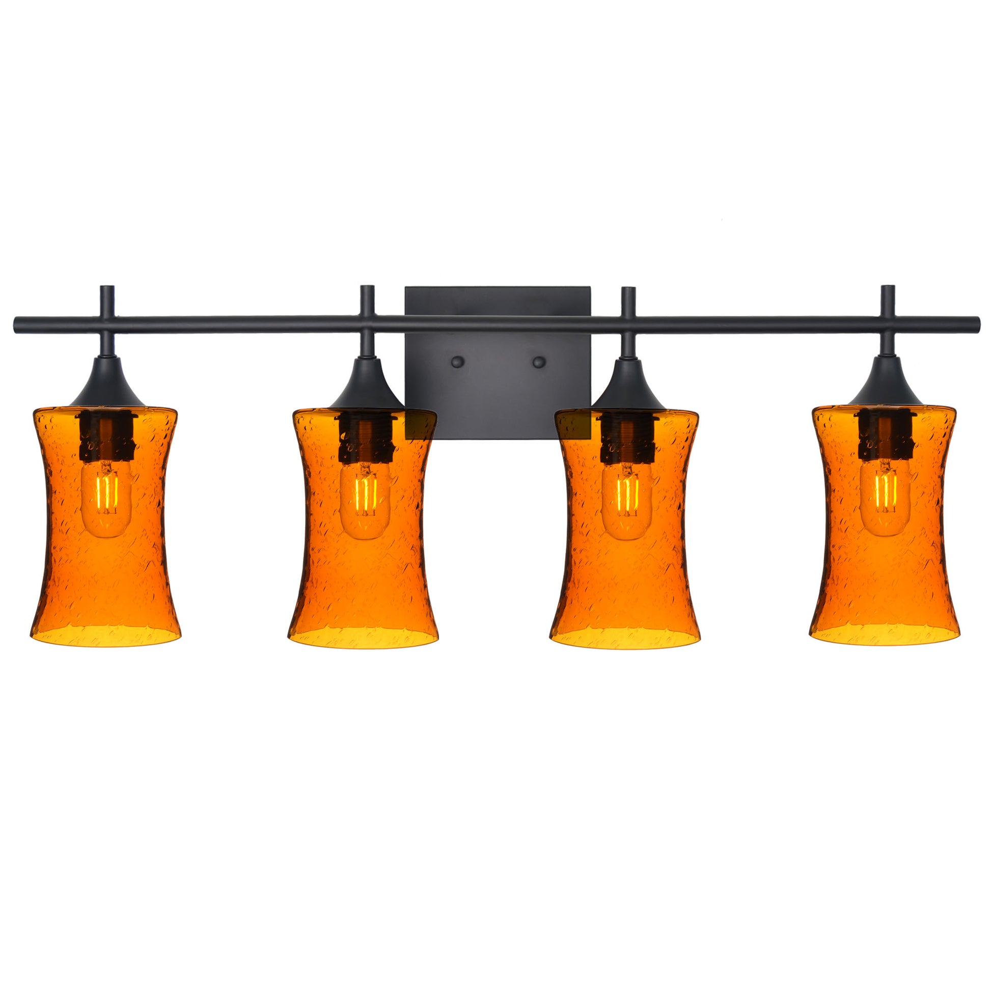 818 4-Light Vanity-Glass-Bicycle Glass Co-Lunar-Golden Amber-Matte Black-Bicycle Glass Co