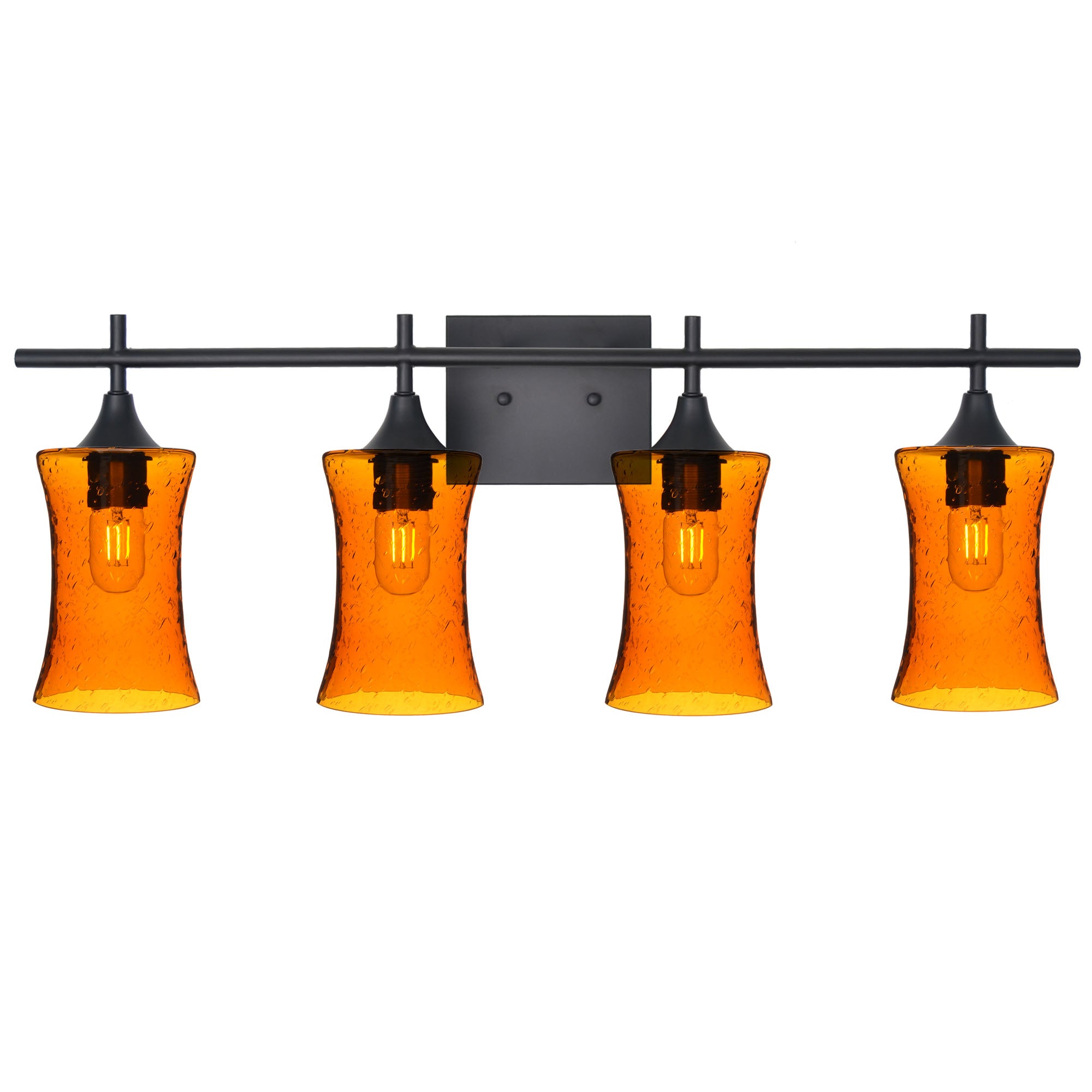 818 4-Light Vanity-Glass-Bicycle Glass Co-Lunar-Golden Amber-Matte Black-Bicycle Glass Co