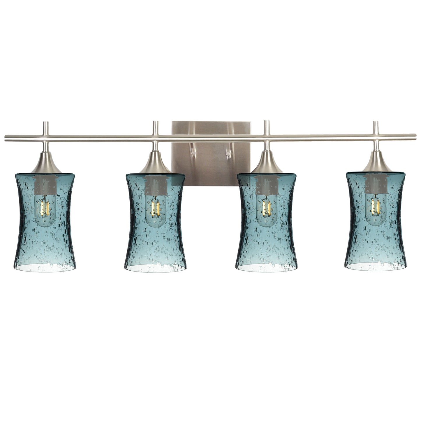 818 4-Light Vanity-Glass-Bicycle Glass Co-Lunar-Slate Gray-Brushed Nickel-Bicycle Glass Co