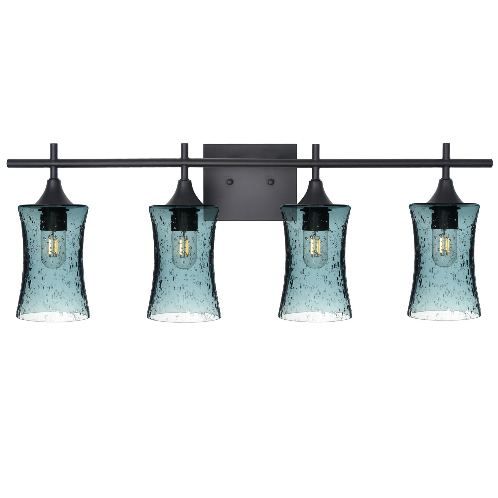 818 4-Light Vanity-Glass-Bicycle Glass Co-Lunar-Slate Gray-Matte Black-Bicycle Glass Co