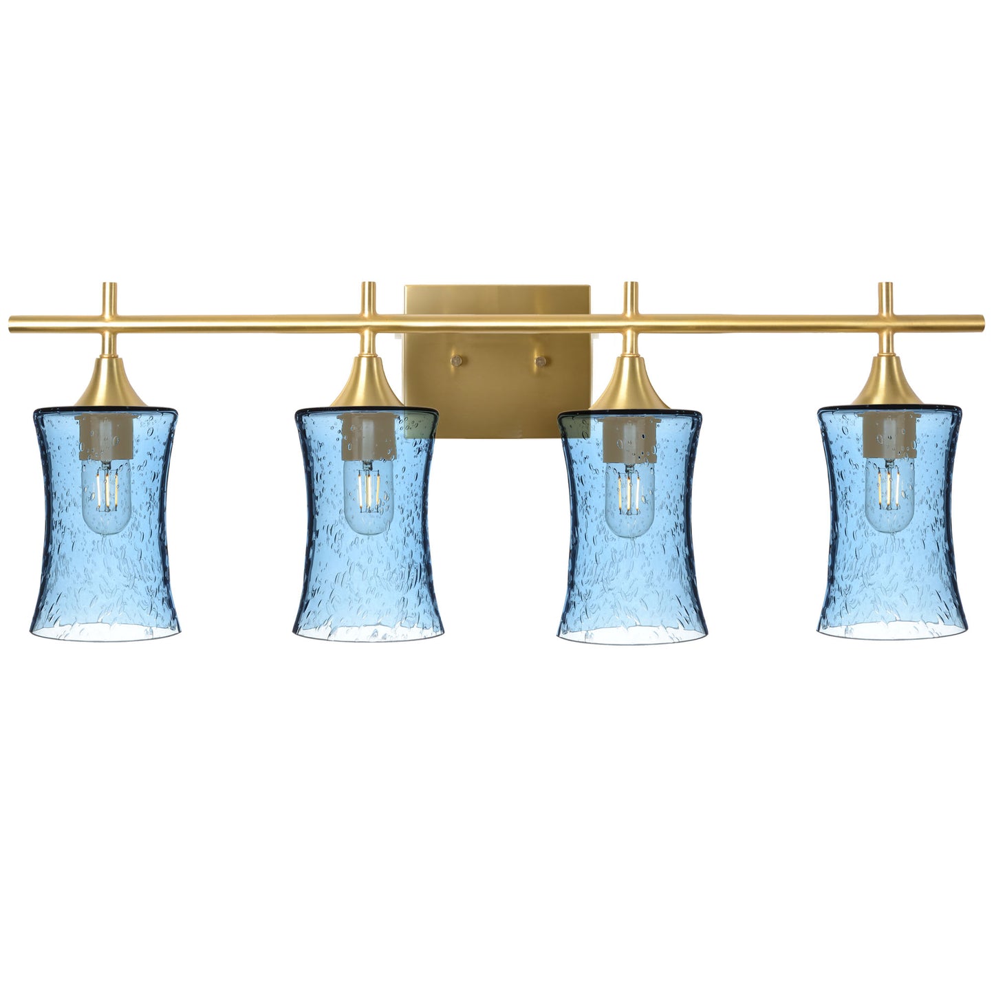 818 4-Light Vanity-Glass-Bicycle Glass Co-Lunar-Steel Blue-Polished Brass-Bicycle Glass Co