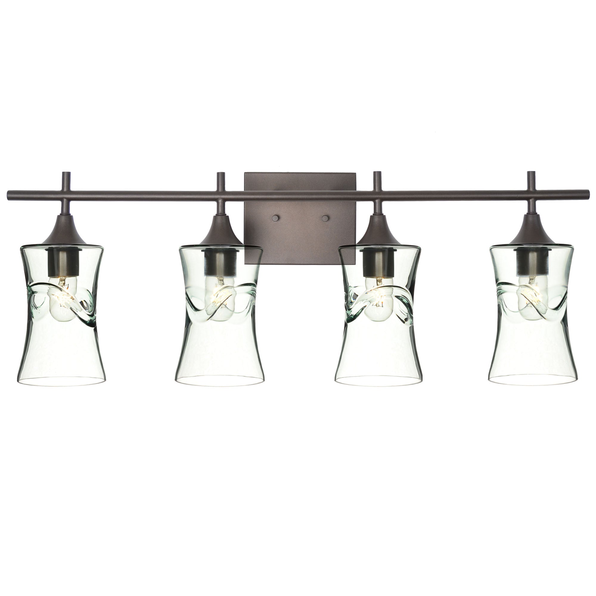 818 4-Light Vanity-Glass-Bicycle Glass Co-Swell-Eco Clear-Antique Bronze-Bicycle Glass Co
