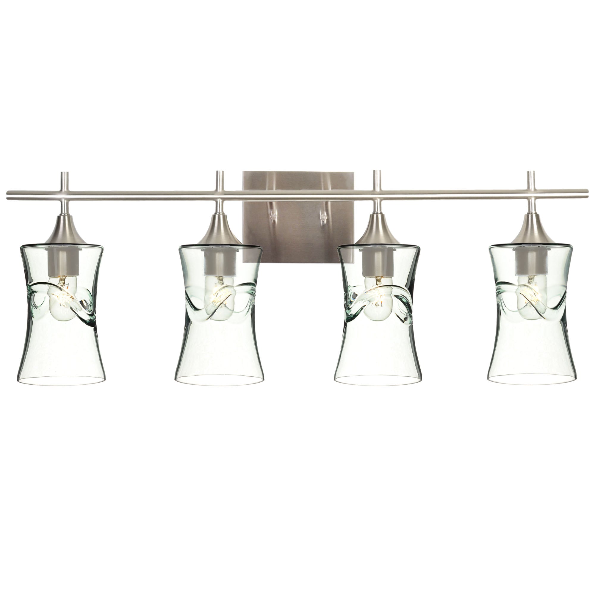 818 4-Light Vanity-Glass-Bicycle Glass Co-Swell-Eco Clear-Brushed Nickel-Bicycle Glass Co