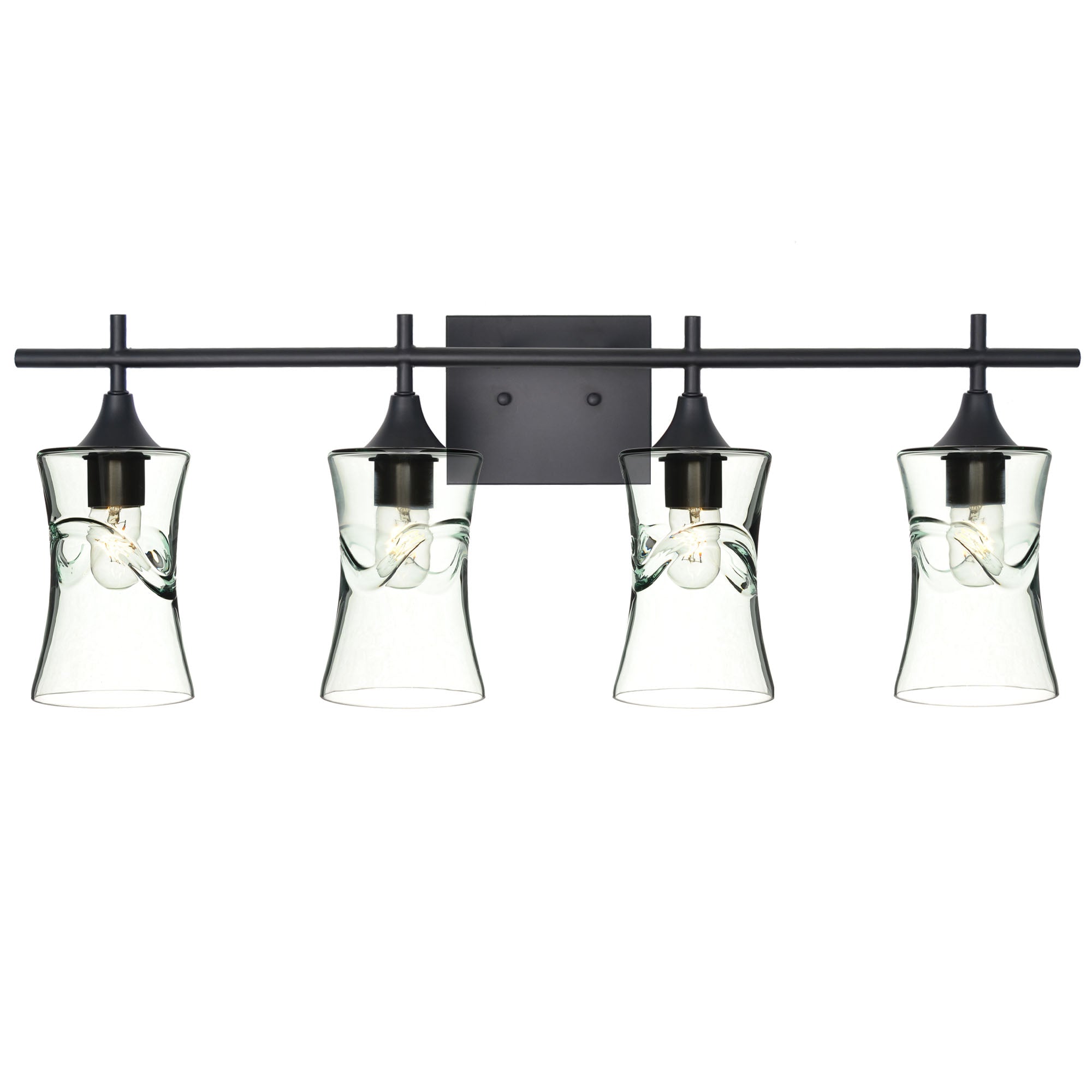 818 4-Light Vanity-Glass-Bicycle Glass Co-Swell-Eco Clear-Matte Black-Bicycle Glass Co