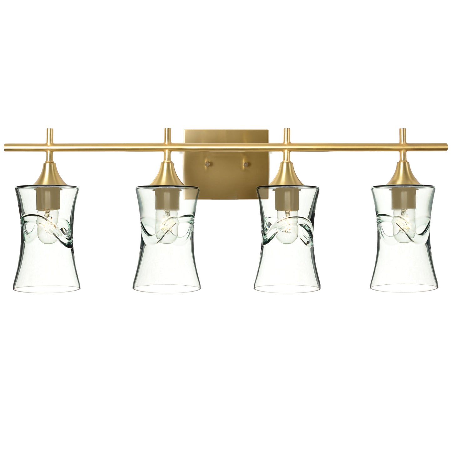 818 4-Light Vanity-Glass-Bicycle Glass Co-Swell-Eco Clear-Polished Brass-Bicycle Glass Co