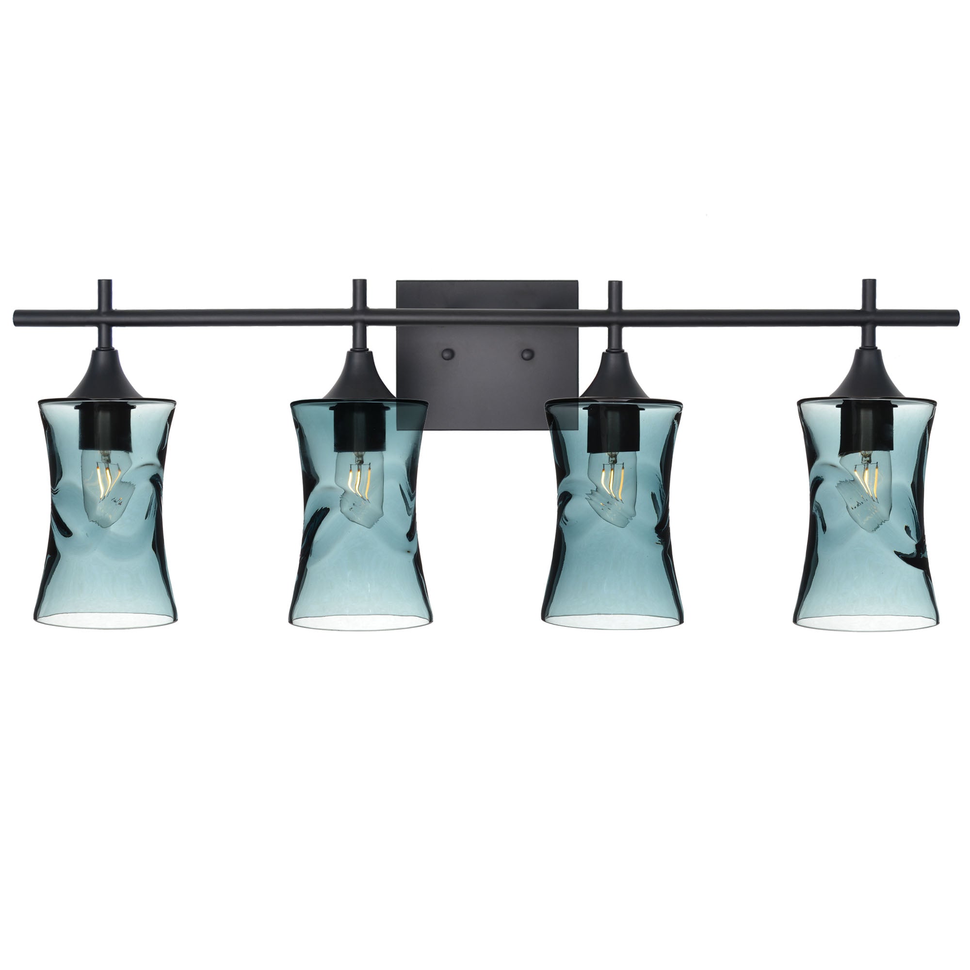818 4-Light Vanity-Glass-Bicycle Glass Co-Swell-Slate Gray-Matte Black-Bicycle Glass Co