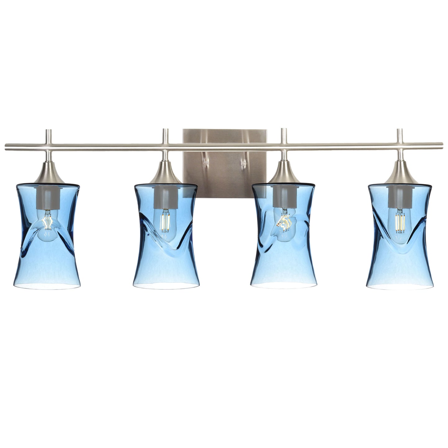 818 4-Light Vanity-Glass-Bicycle Glass Co-Swell-Steel Blue-Brushed Nickel-Bicycle Glass Co