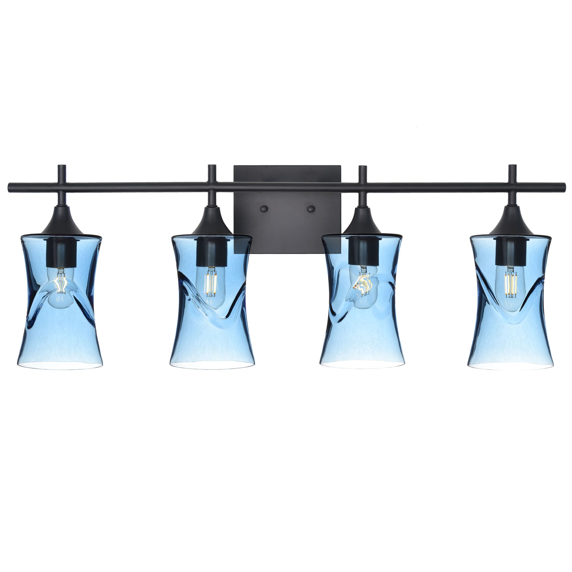 818 4-Light Vanity-Glass-Bicycle Glass Co-Swell-Steel Blue-Matte Black-Bicycle Glass Co