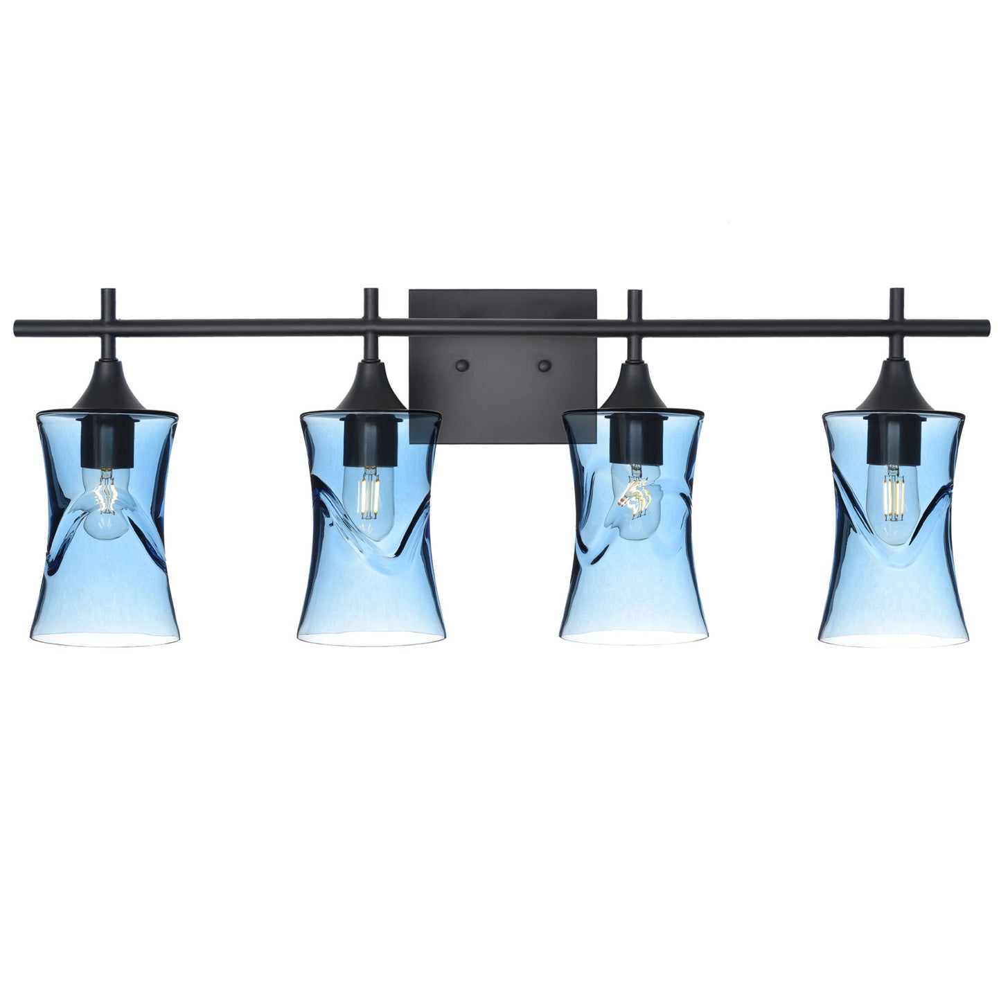 818 4-Light Vanity-Glass-Bicycle Glass Co-Swell-Steel Blue-Matte Black-Bicycle Glass Co
