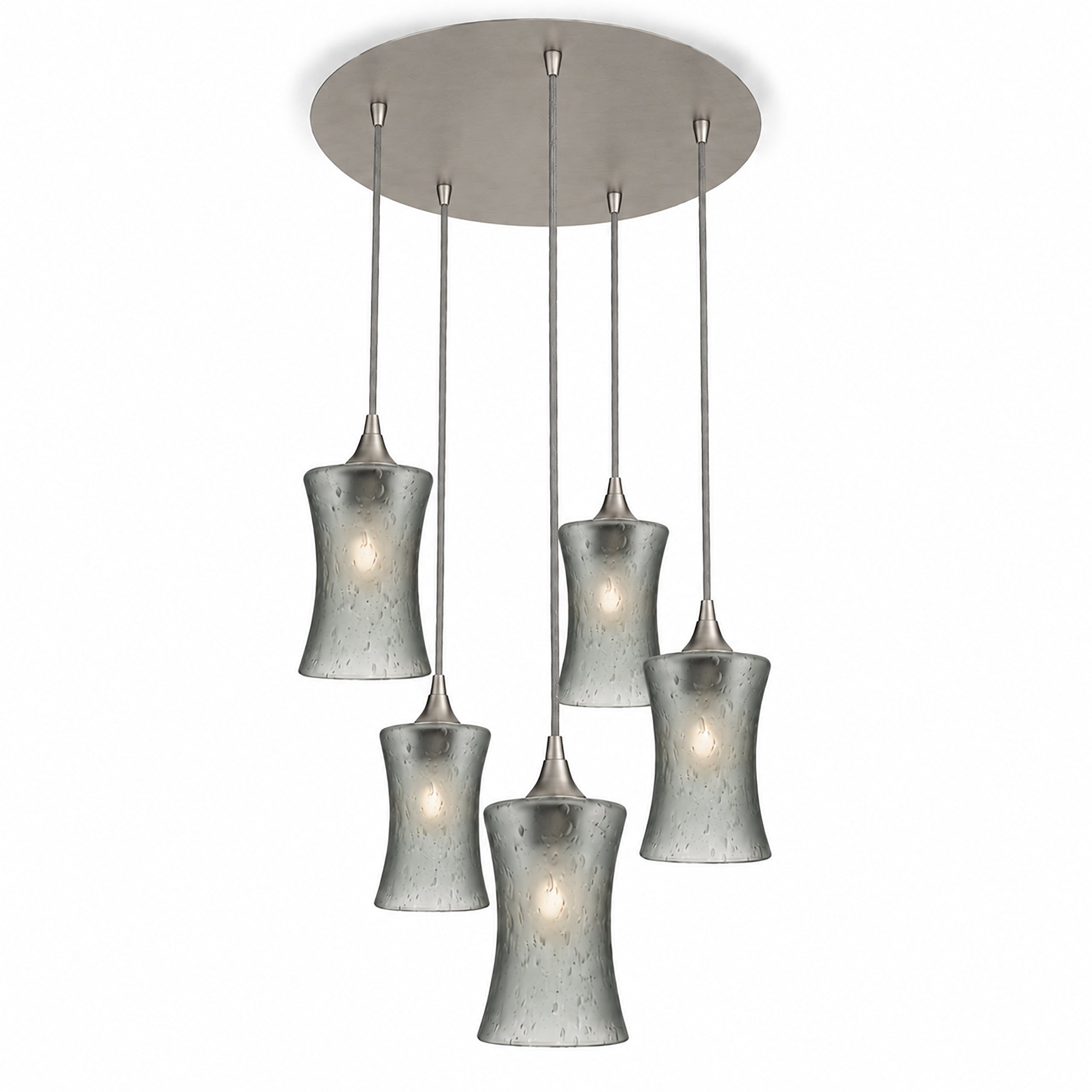 818 5 Pendant Cascade Chandelier-Bicycle Glass Co-Celestial-Slate Gray-Brushed Nickel - 4ft Cord-Bicycle Glass Co