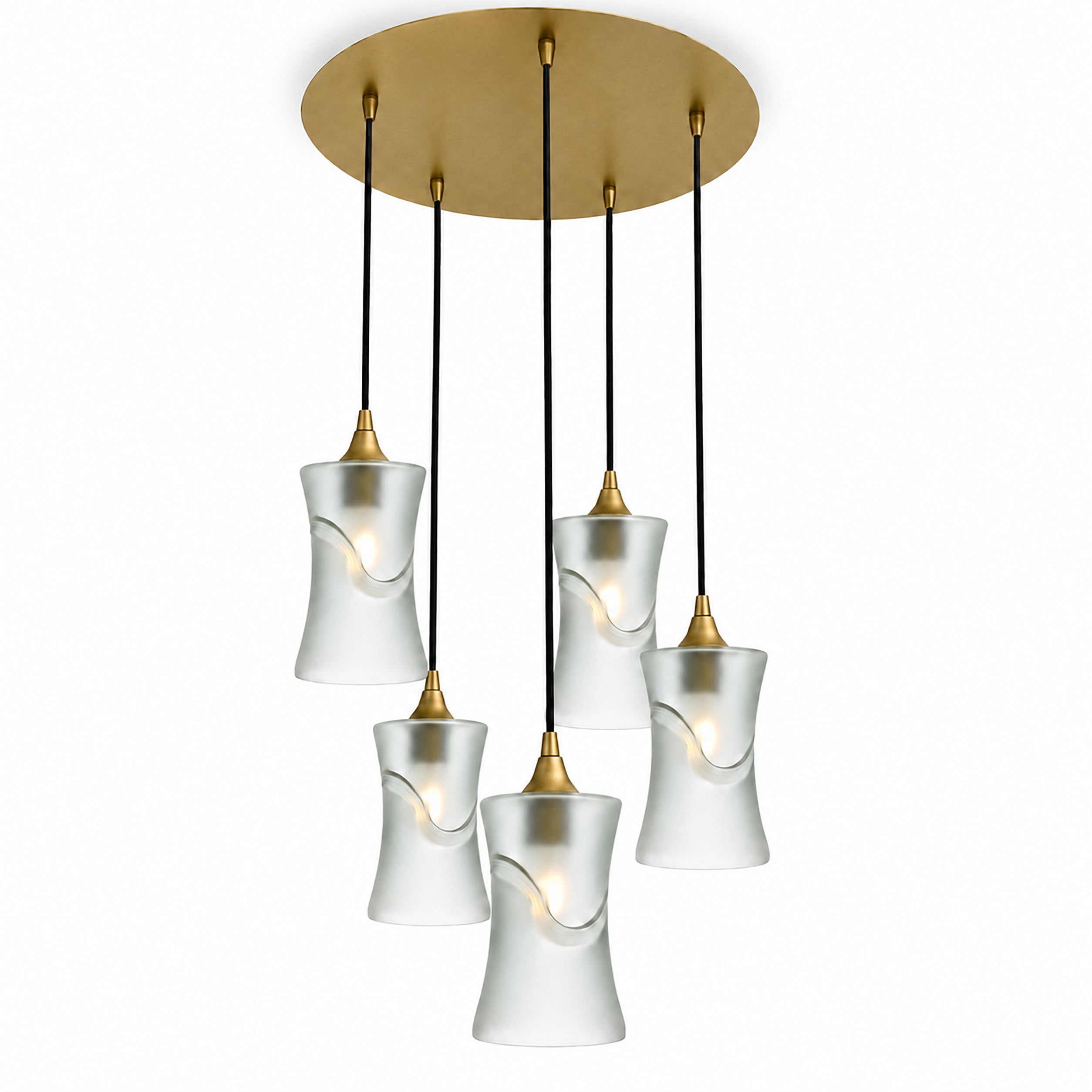 818 5 Pendant Cascade Chandelier-Bicycle Glass Co-Glacial-Eco Clear-Antique Bronze - 4ft Cord-Bicycle Glass Co