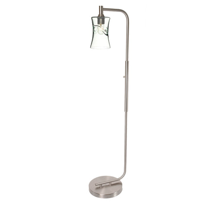 818 Floor Lamp-Glass-Bicycle Glass Co-Lunar-Steel Blue-Brushed Nickel-Bicycle Glass Co