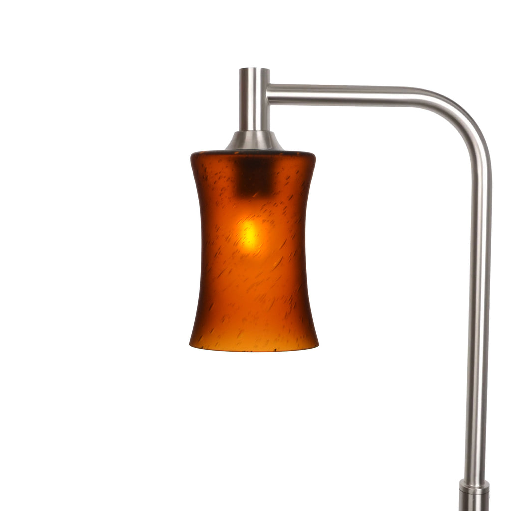 818 Floor Lamp-Glass-Bicycle Glass Co-Celestial-Golden Amber-Brushed Nickel-Bicycle Glass Co