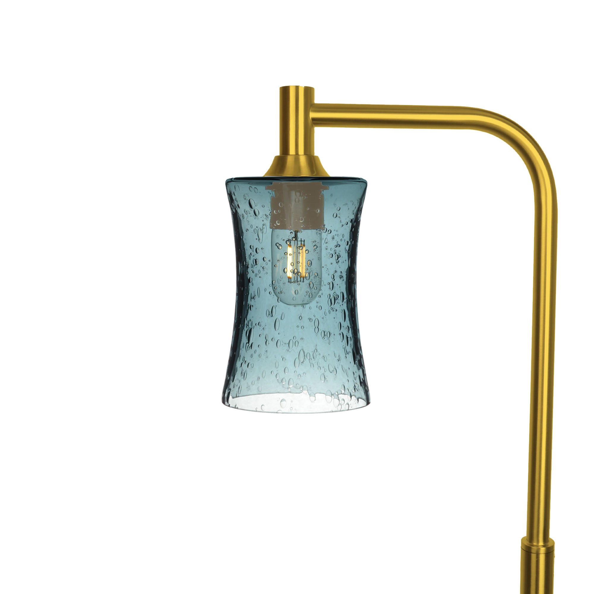 818 Floor Lamp-Glass-Bicycle Glass Co-Lunar-Slate Gray-Polished Brass-Bicycle Glass Co