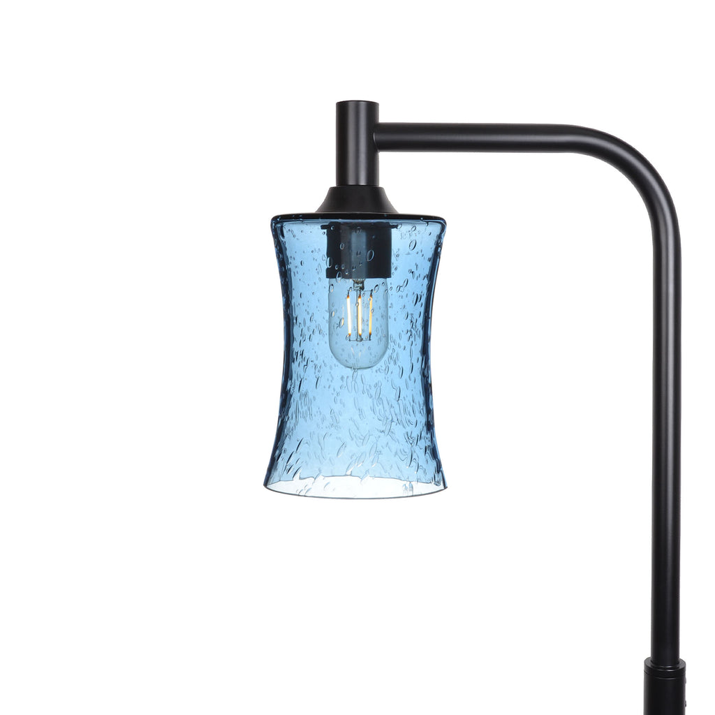 818 Floor Lamp-Glass-Bicycle Glass Co-Lunar-Steel Blue-Matte Black-Bicycle Glass Co