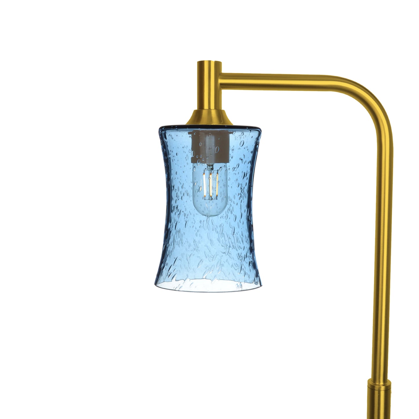 818 Floor Lamp-Glass-Bicycle Glass Co-Lunar-Steel Blue-Polished Brass-Bicycle Glass Co