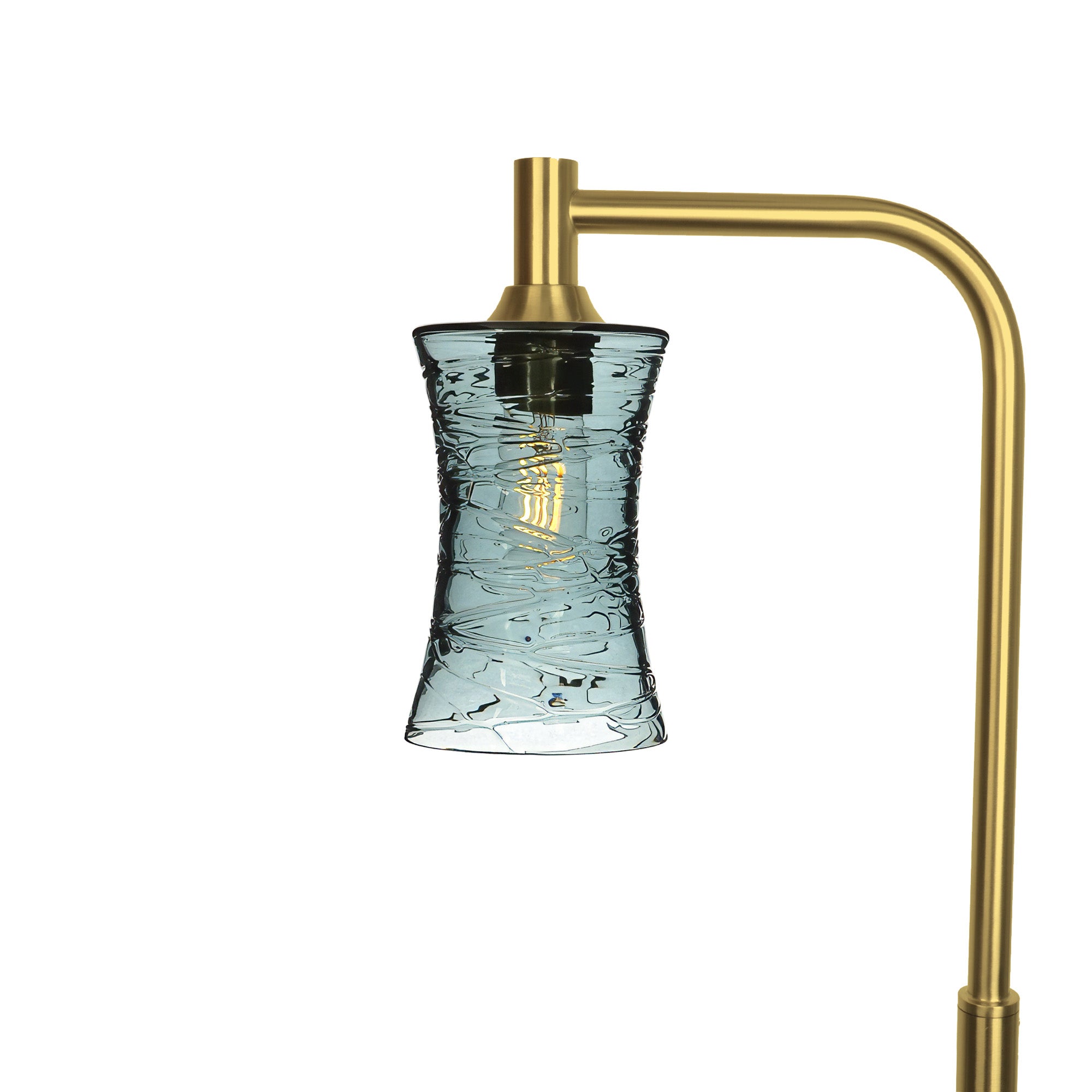 818 Floor Lamp-Glass-Bicycle Glass Co-Spun-Slate Gray-Polished Brass-Bicycle Glass Co
