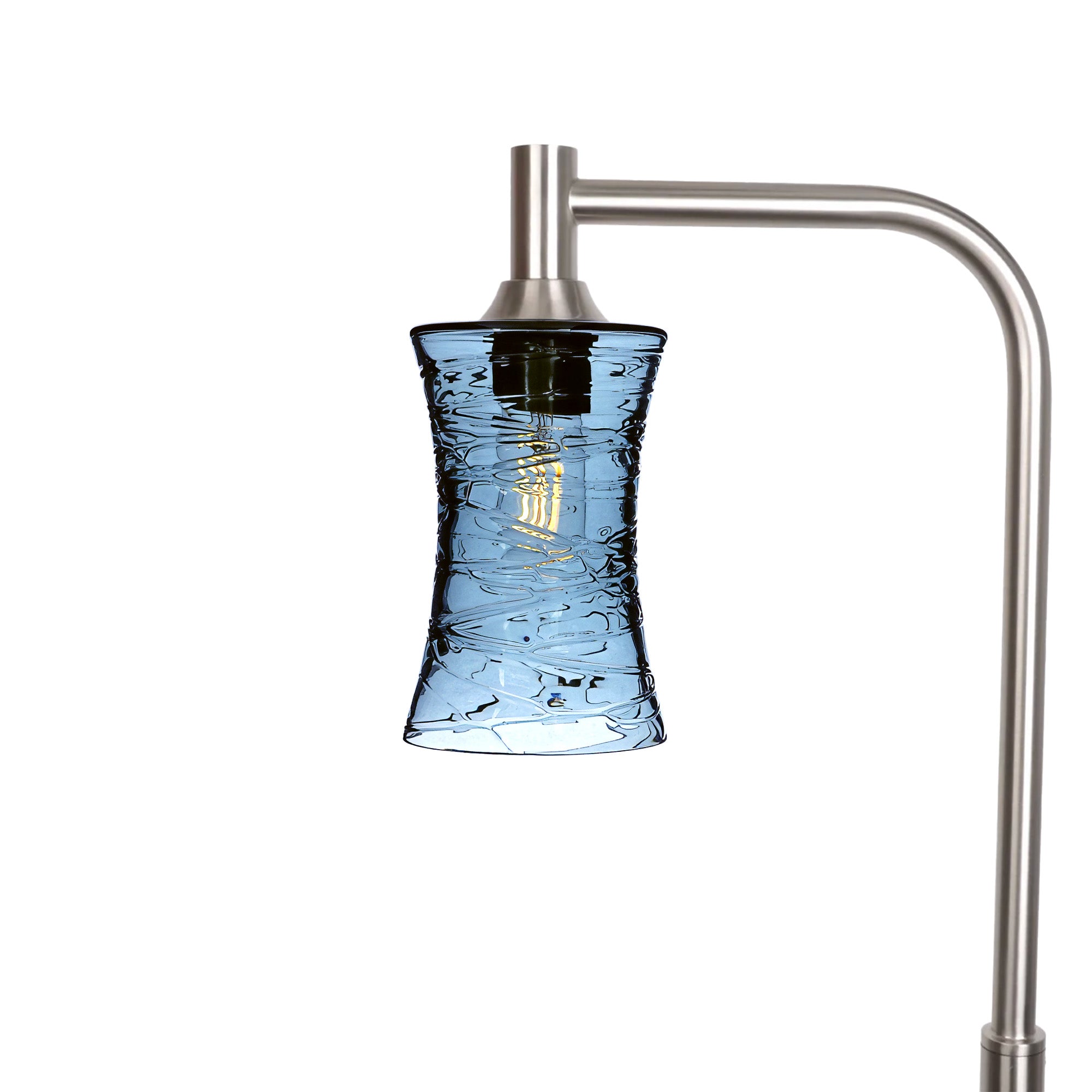 818 Floor Lamp-Glass-Bicycle Glass Co-Spun-Steel Blue-Brushed Nickel-Bicycle Glass Co