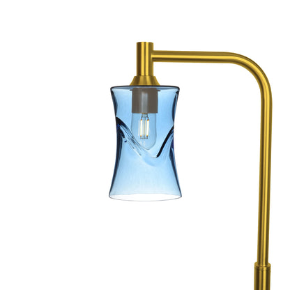 818 Floor Lamp-Glass-Bicycle Glass Co-Swell-Steel Blue-Polished Brass-Bicycle Glass Co