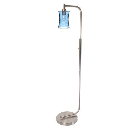 818 Floor Lamp-Glass-Bicycle Glass Co-Lunar-Steel Blue-Brushed Nickel-Bicycle Glass Co