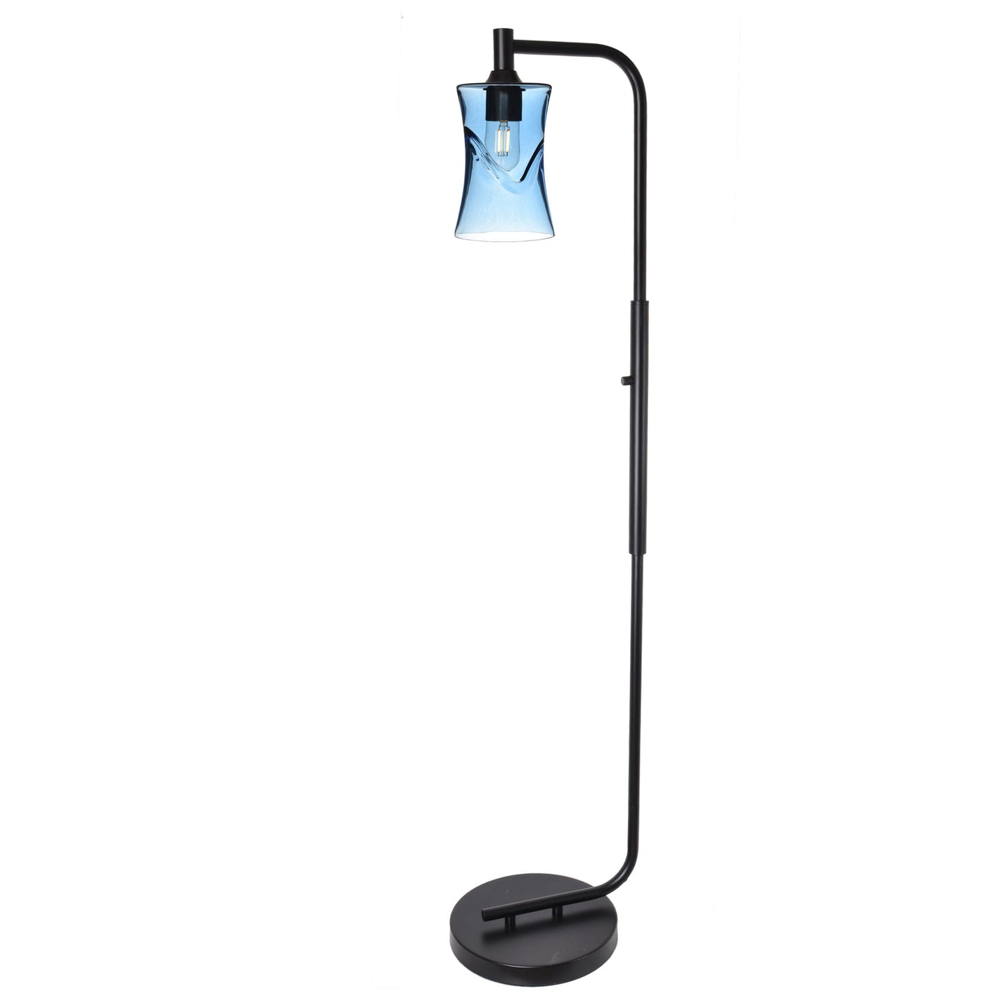 818 Floor Lamp-Glass-Bicycle Glass Co-Lunar-Steel Blue-Brushed Nickel-Bicycle Glass Co