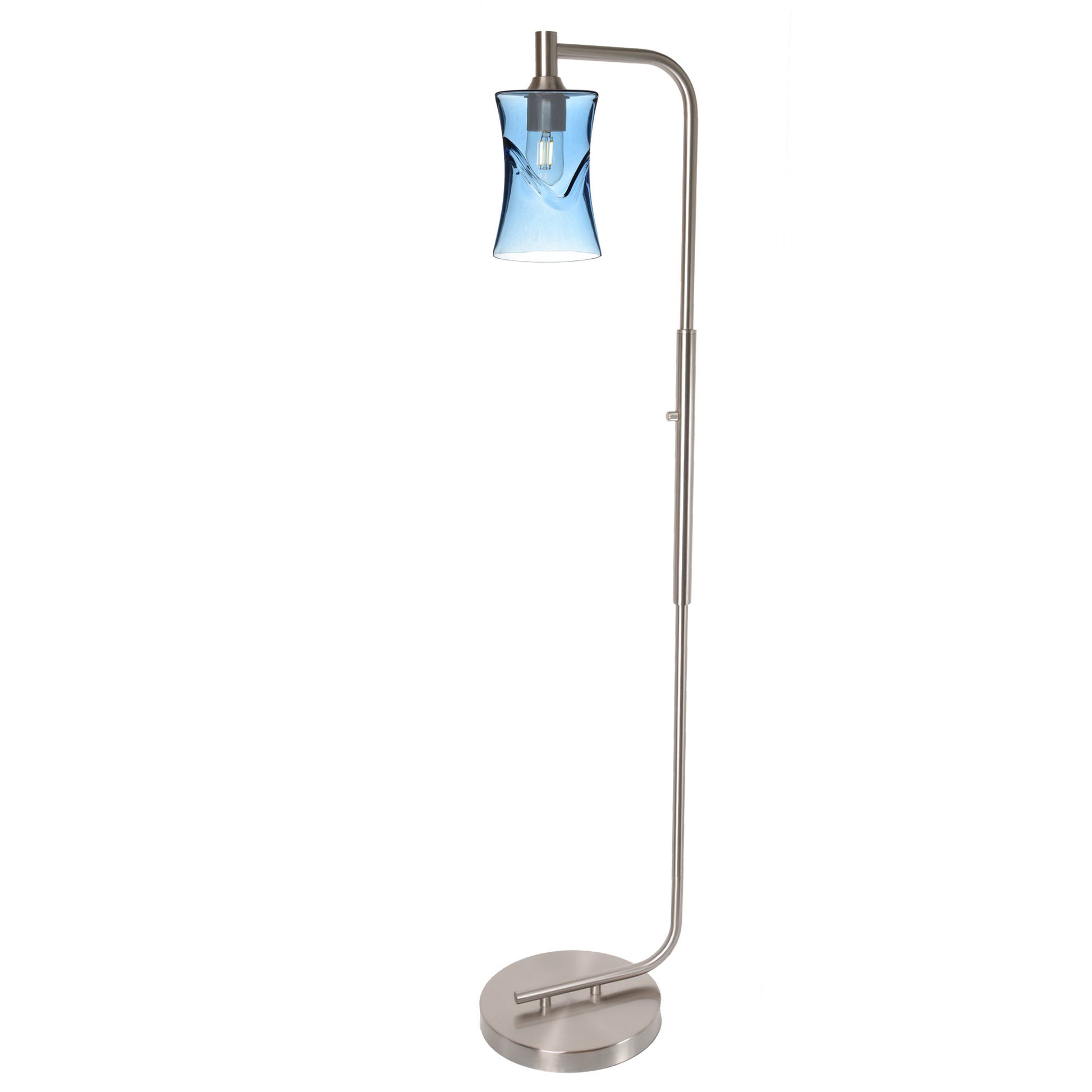 818 Floor Lamp-Glass-Bicycle Glass Co-Lunar-Steel Blue-Brushed Nickel-Bicycle Glass Co