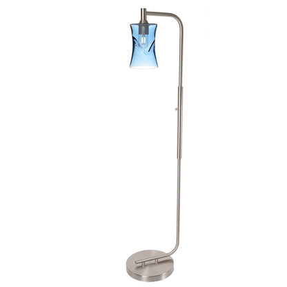 818 Floor Lamp-Glass-Bicycle Glass Co-Lunar-Steel Blue-Brushed Nickel-Bicycle Glass Co