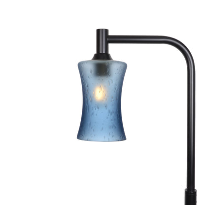 818 Floor Lamp-Glass-Bicycle Glass Co-Celestial-Steel Blue-Matte Black-Bicycle Glass Co