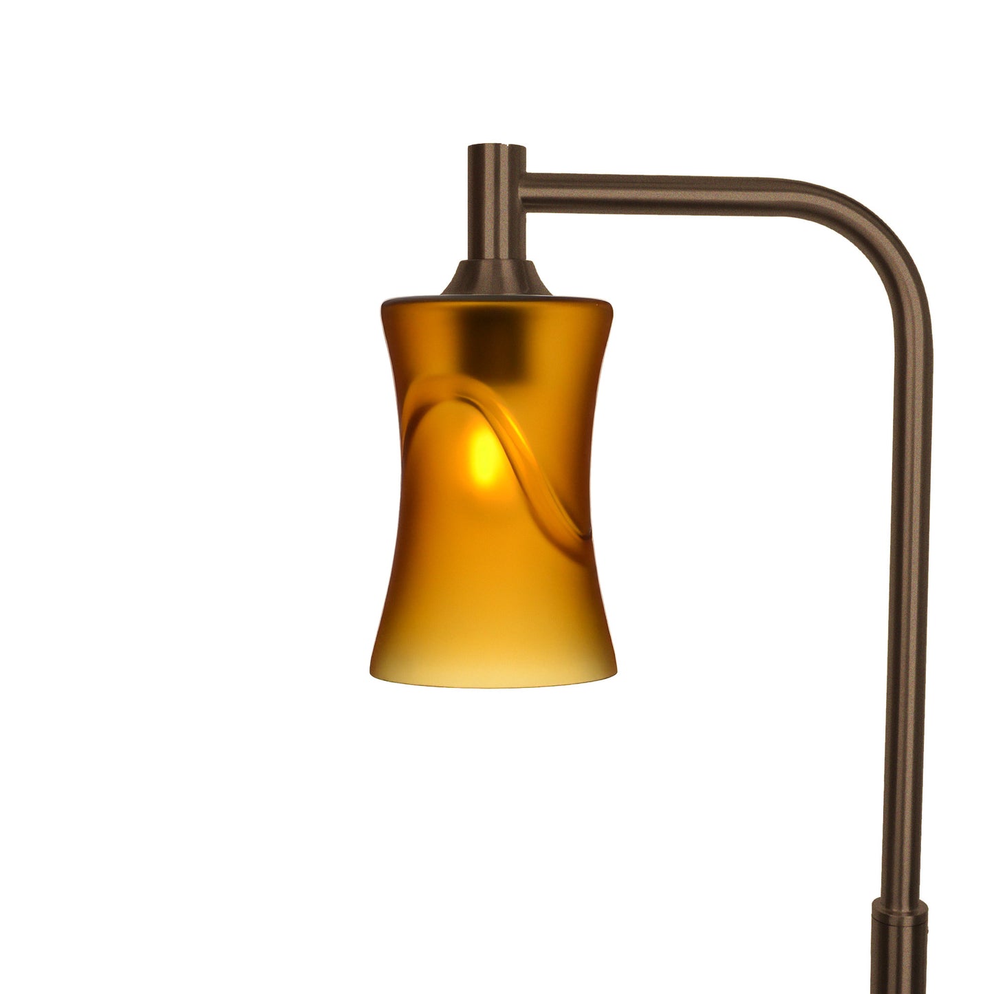 818 Floor Lamp-Glass-Bicycle Glass Co-Glacial-Golden Amber-Antique Bronze-Bicycle Glass Co