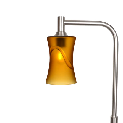 818 Floor Lamp-Glass-Bicycle Glass Co-Glacial-Golden Amber-Brushed Nickel-Bicycle Glass Co