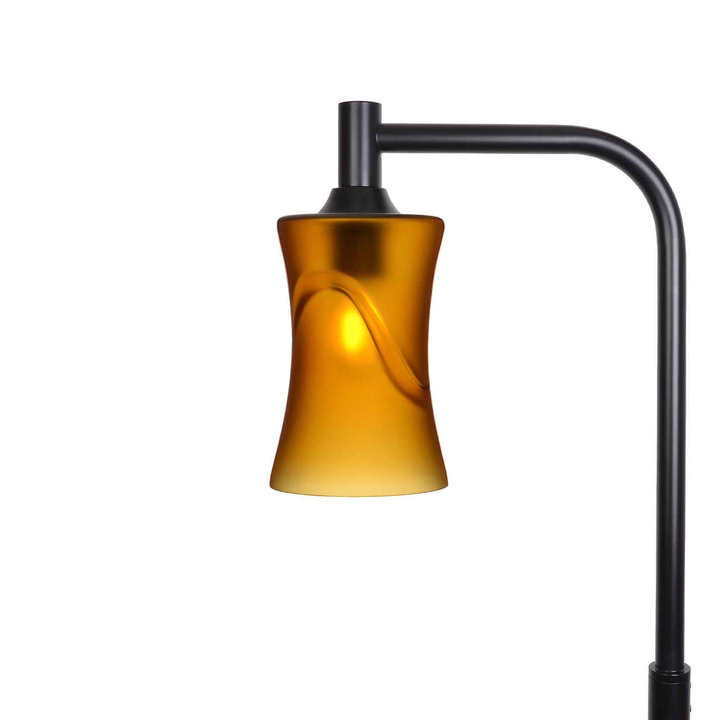 818 Floor Lamp-Glass-Bicycle Glass Co-Glacial-Golden Amber-Matte Black-Bicycle Glass Co