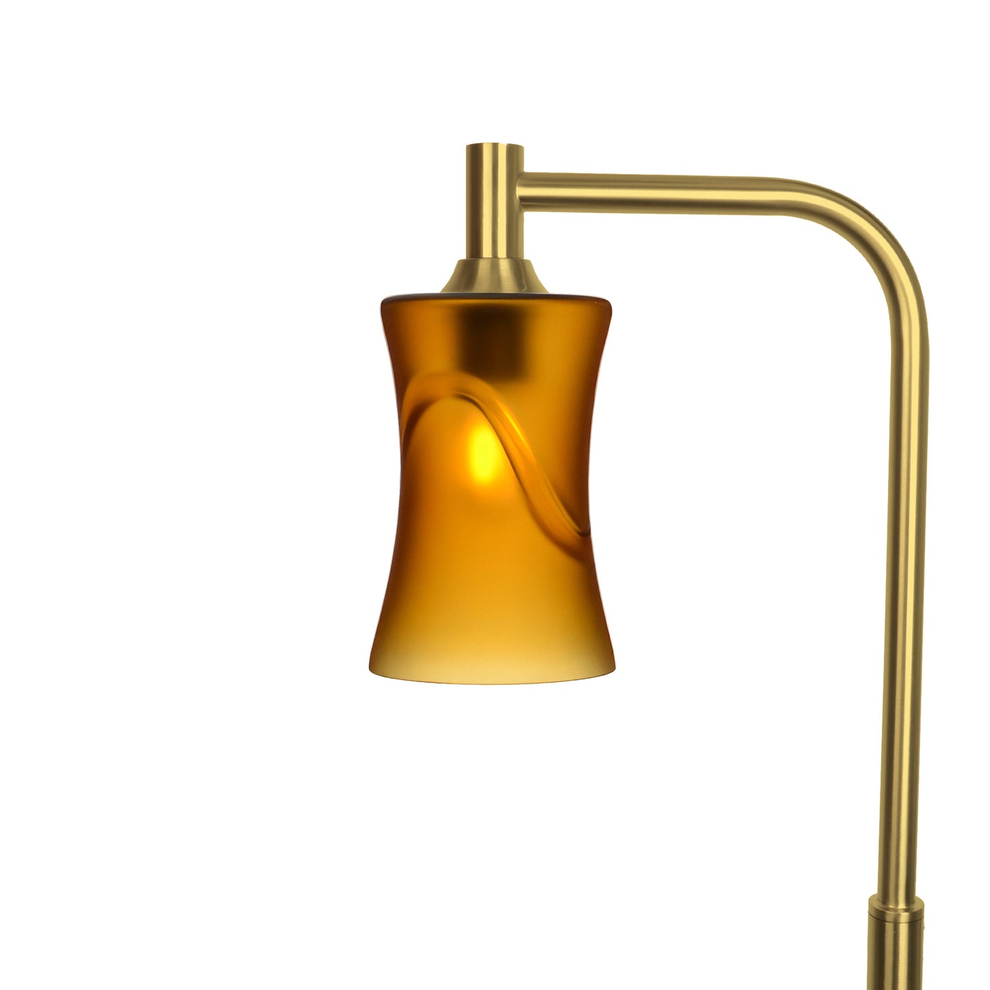 818 Floor Lamp-Glass-Bicycle Glass Co-Glacial-Golden Amber-Polished Brass-Bicycle Glass Co