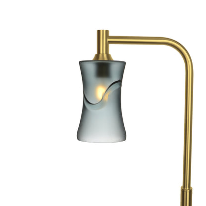 818 Floor Lamp-Glass-Bicycle Glass Co-Glacial-Slate Gray-Polished Brass-Bicycle Glass Co