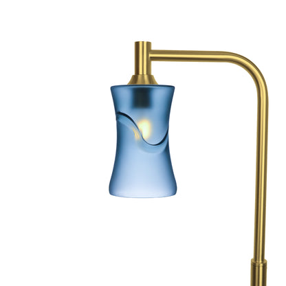 818 Floor Lamp-Glass-Bicycle Glass Co-Glacial-Steel Blue-Polished Brass-Bicycle Glass Co