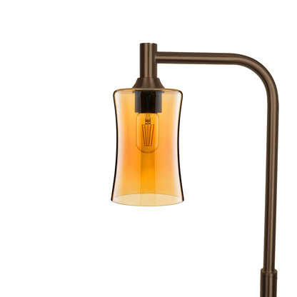 818 Floor Lamp-Glass-Bicycle Glass Co-Lucent-Golden Amber-Antique Bronze-Bicycle Glass Co