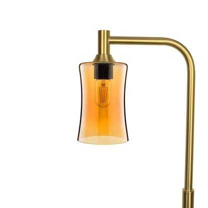 818 Floor Lamp-Glass-Bicycle Glass Co-Lucent-Golden Amber-Polished Brass-Bicycle Glass Co